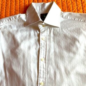 Taylorbyrd men’s white textured cotton long sleeve dress shirtL